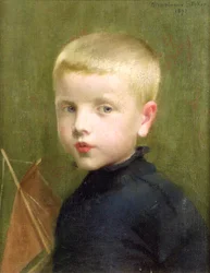 Porträt eines Jungen mit einem Modellsegelboot, 1893
